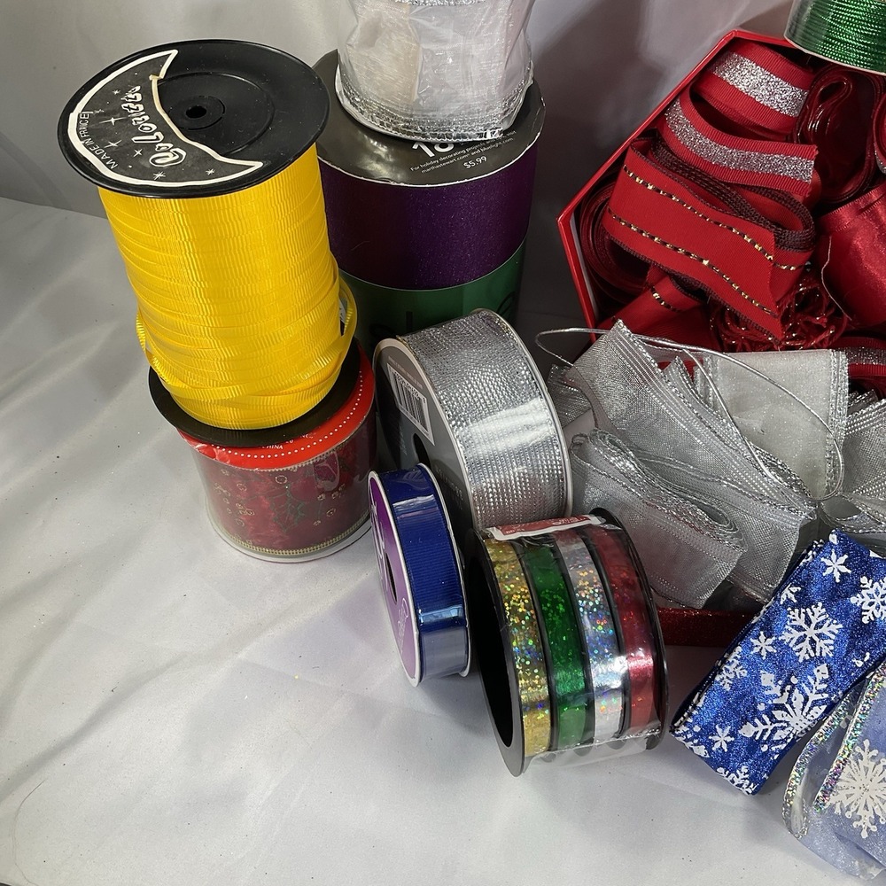 Large Ribbon Lot. Christmas Ribbon, Balloon Ribbon, Textured Ribbon All Colors - Picture 6 of 8